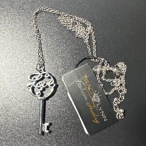 Traci Lynn Necklace Love Key Pendant Silver Tone NWT